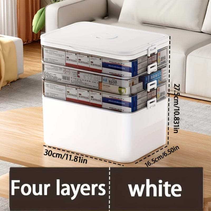 Multi-Layer Plastic Pill Organizer Box with Handle for Travel and Home