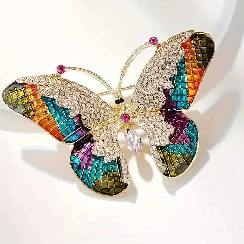 Women’s Alloy Butterfly Brooch Pins with Rhinestones Elegant Jewelry Accessories