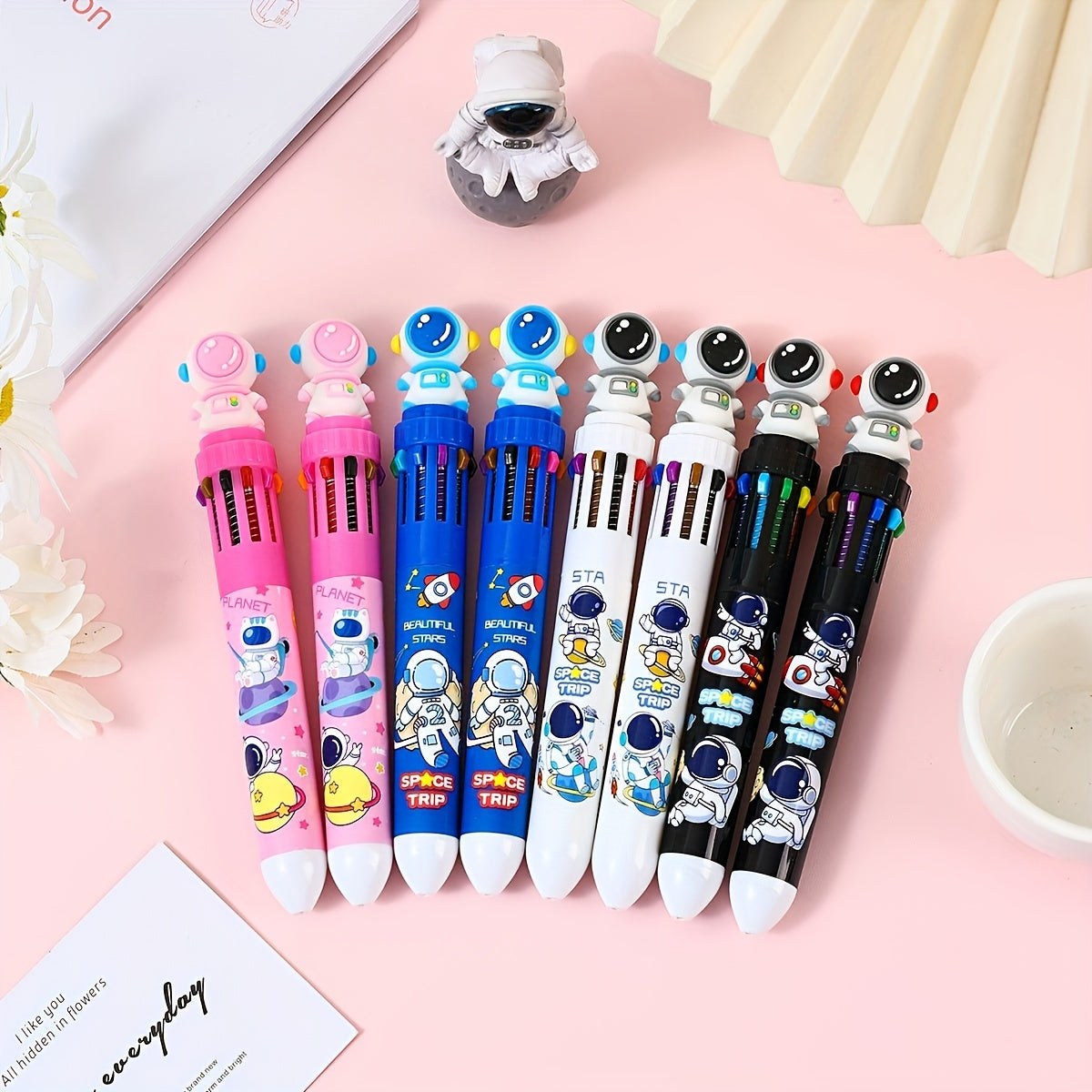 Ten Color Resin Round Ballpoint Pen Set of One or Four