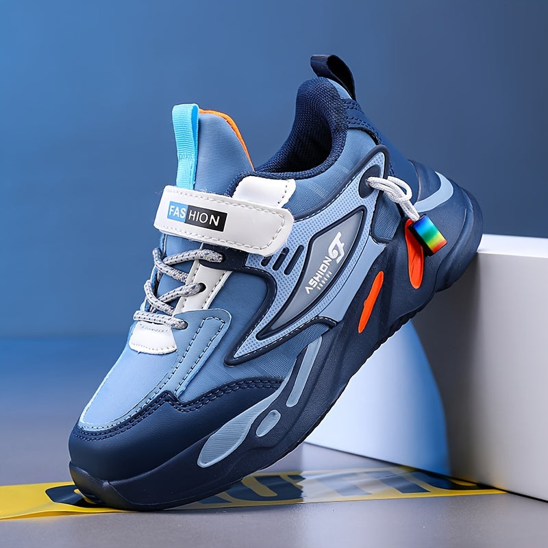 Unisex Geometric Pattern Sneakers for Kids Under 14 with PU Upper EVA Sole and Fabric Insole