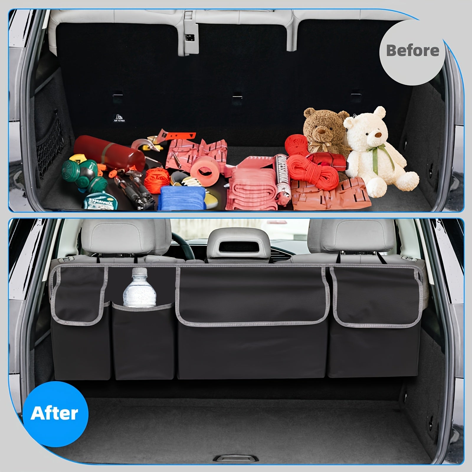 Car Trunk Organizer Oxford Material Multifunctional with Pockets and Straps