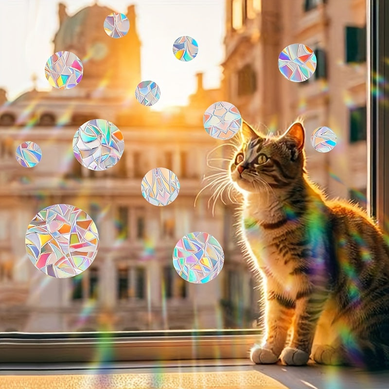 Rainbow Sun Catcher Window Film Set of Round Static Cling Decals 16mil Thickness