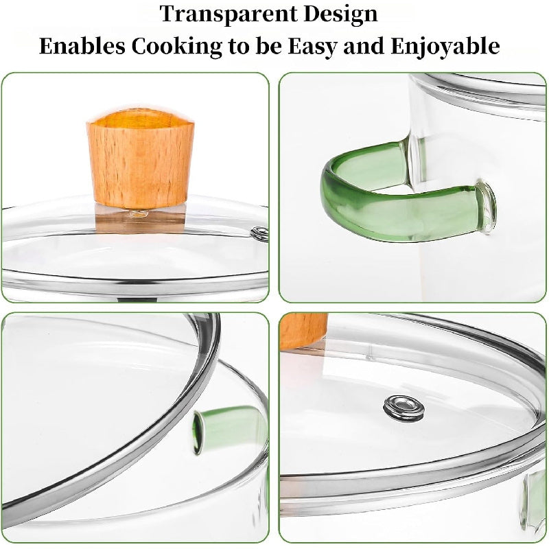 Кастрюля из стекла объемом 52 унции с ручками, безопасна для духовки, совместима с плитой, боросиликатное блюдо для запекания