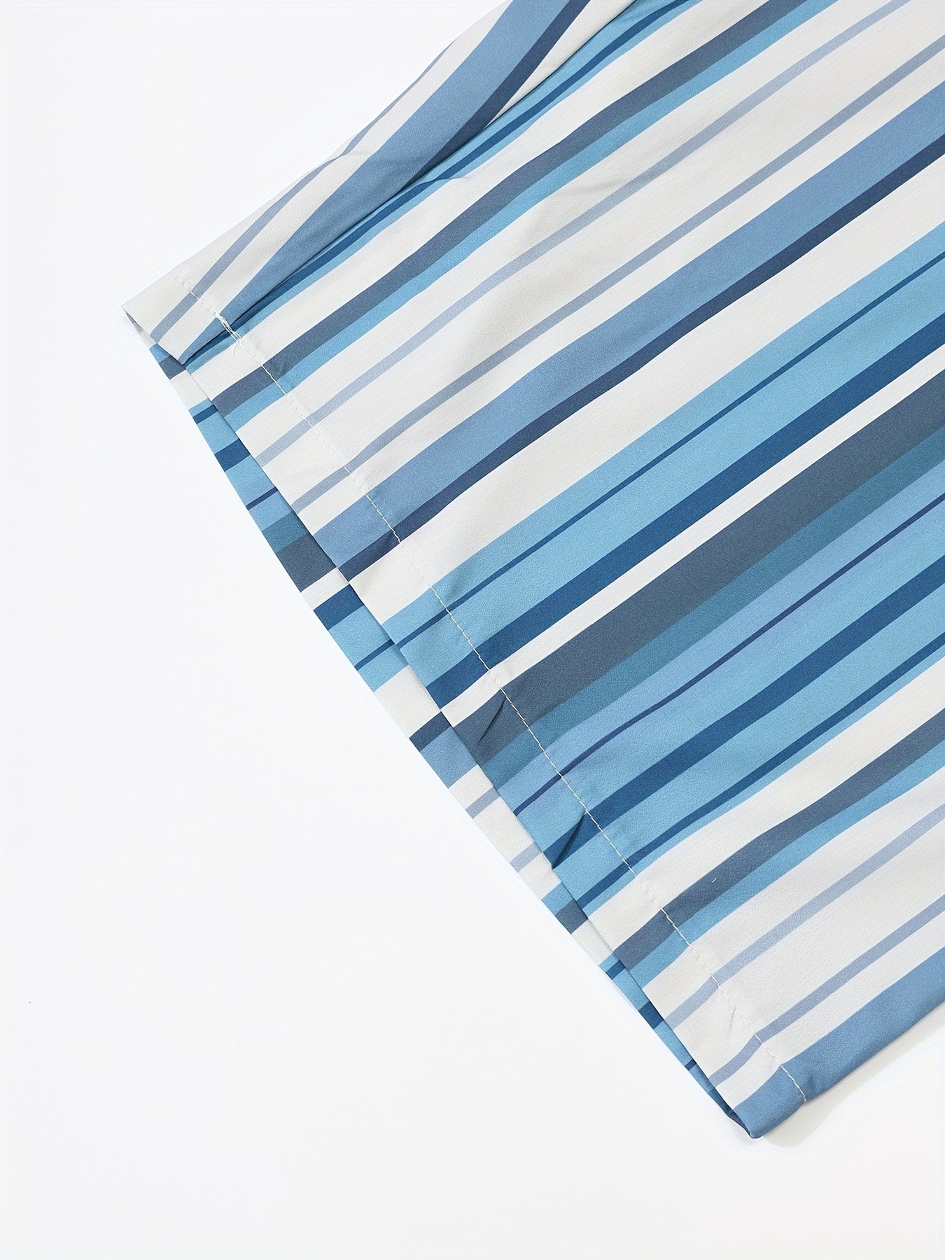 Women's Plus Size Non-Stretch Navy and White Striped Casual Mid-Pants