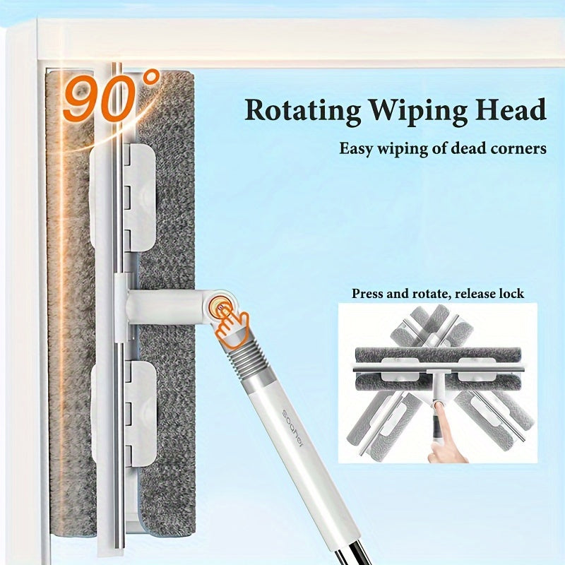 2-in-1 Window Squeegee and Mop with Swivel Head and Clip-On Cloth