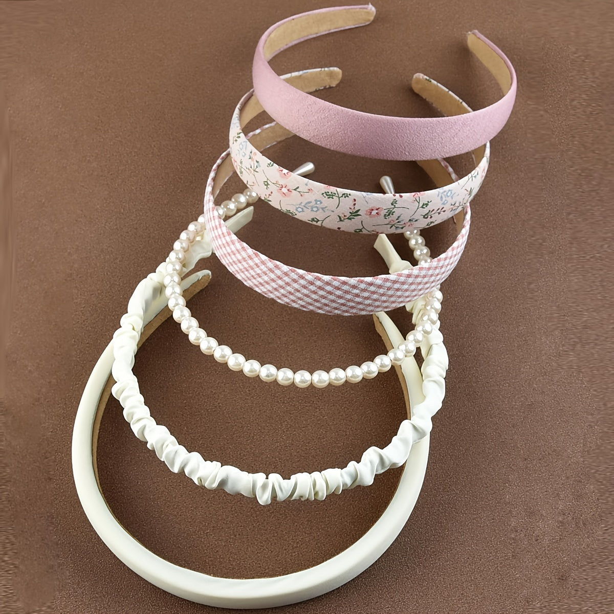 Set of 6 Women's Wide Brim Headbands with Faux Pearl Decoration and Trendy Style