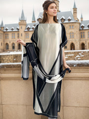 Plus Size Women's Maxi Dress Elegant Middle Eastern Turkish Gown Black Beige Formal Casual