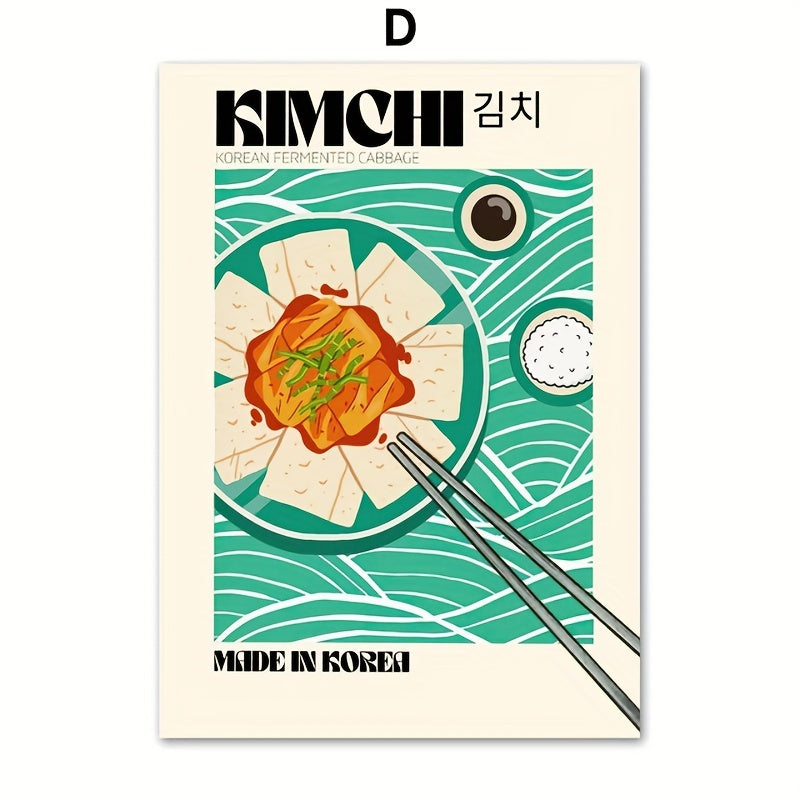 Set of 6 Retro Korean Kimchi Canvas Wall Art Posters Frameless Kitchen Decor 29.97x39.88cm