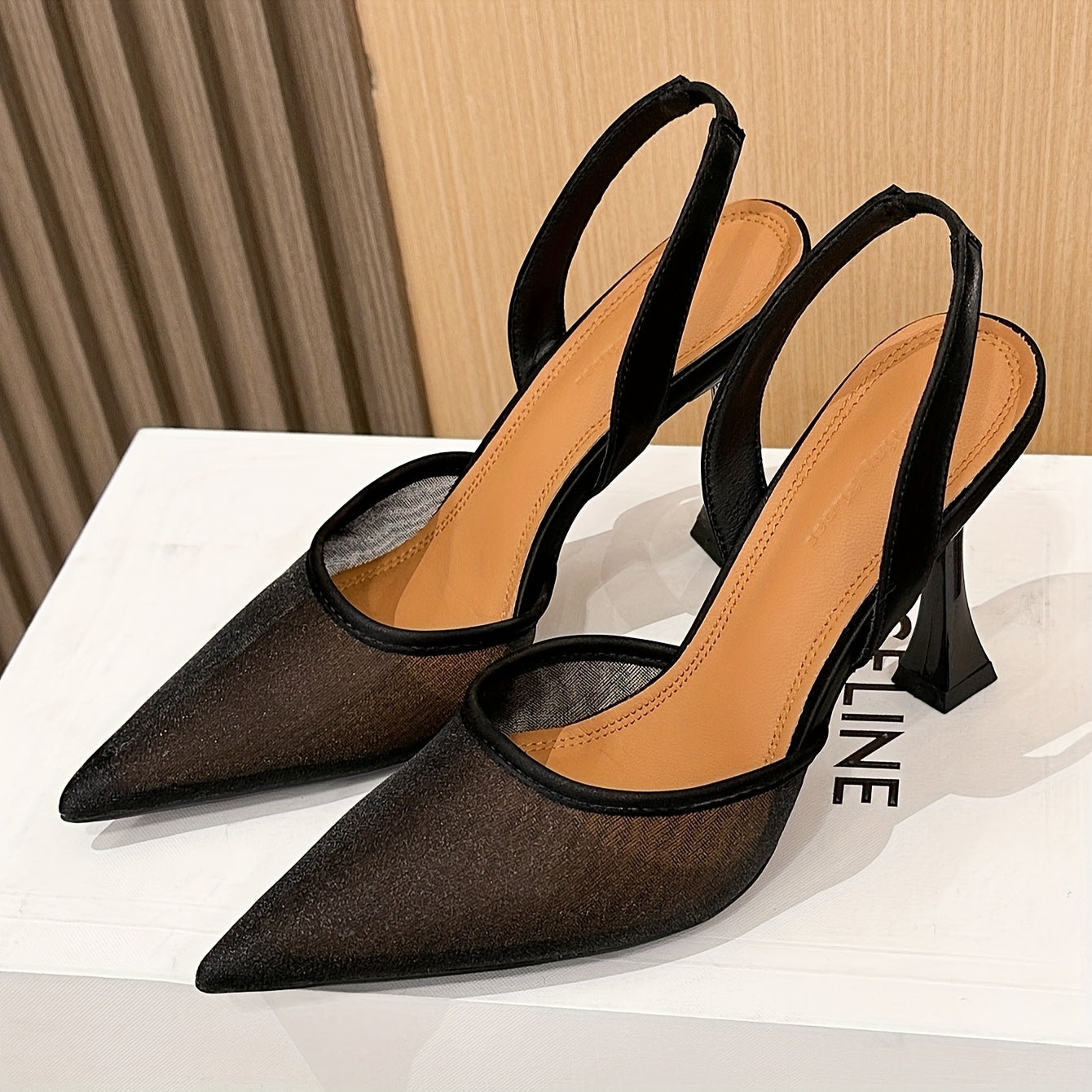 Women's Pointed Toe Stiletto Pumps Breathable Mesh Black Nude Elegant Heels