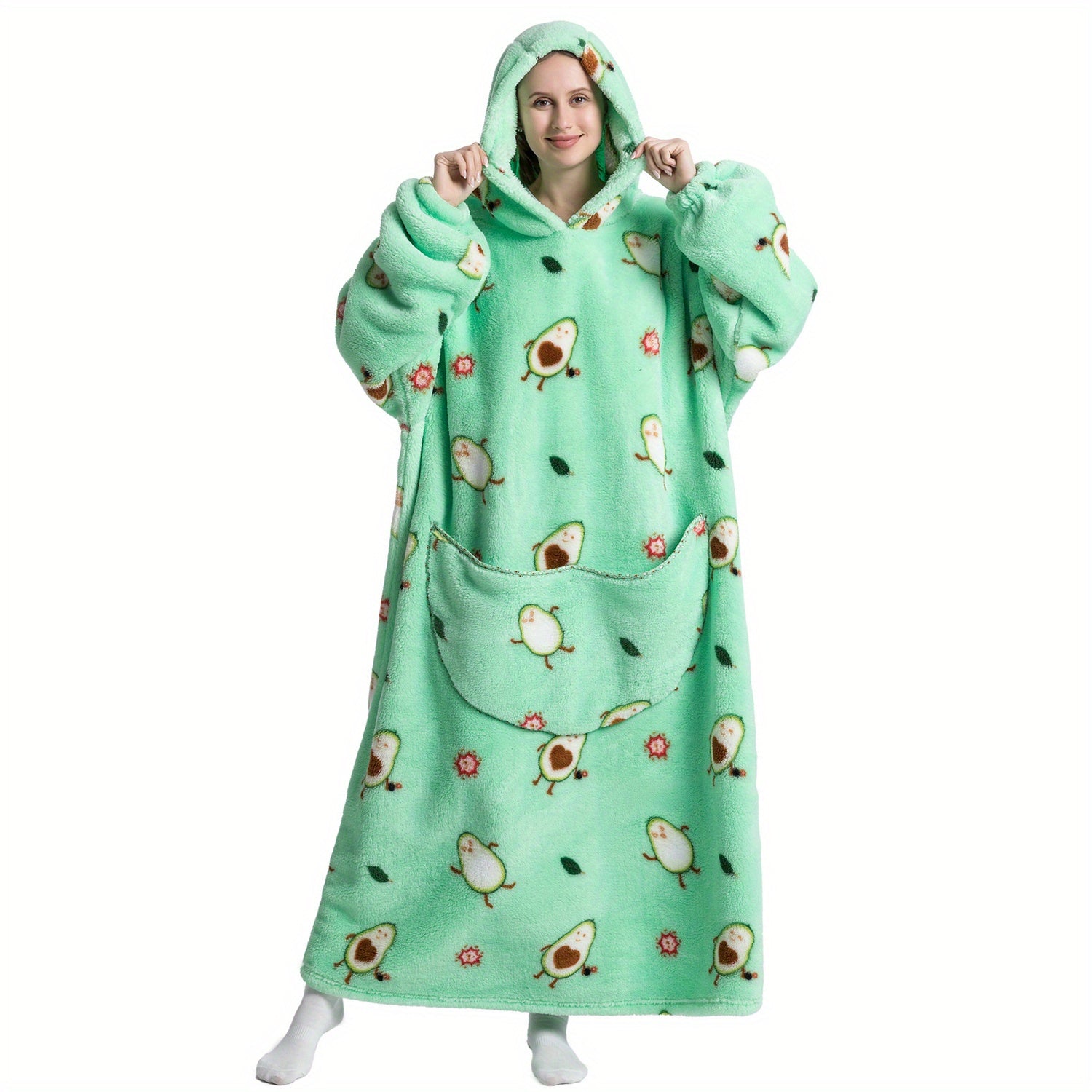 Oversized Hooded Blanket Sweatshirt for Women and Men Sherpa Fleece Warm Wearable Blanket