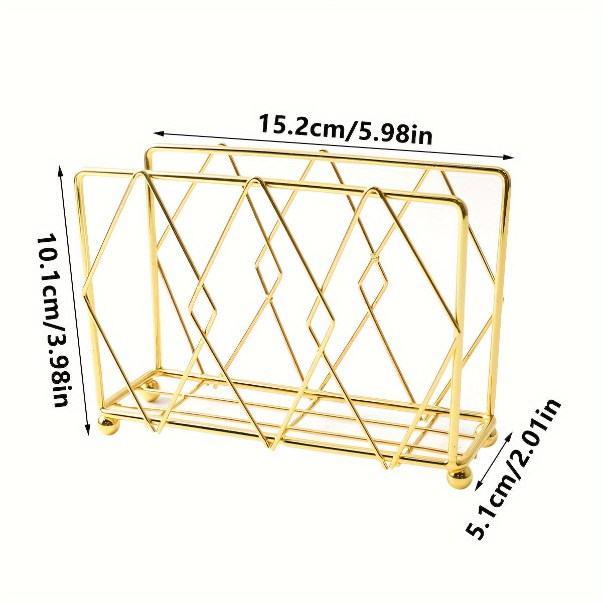 Square Metal Tissue Storage Rack with Fork and Spoon Holder for Dining Table