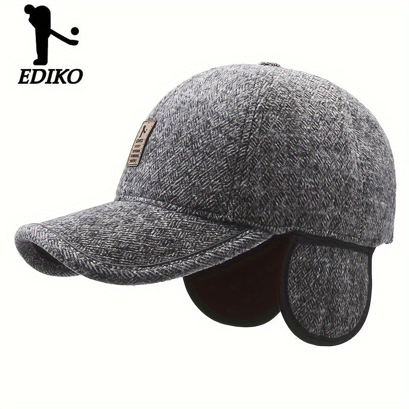 Men's Winter Baseball Cap with Ear Flaps Fleece Lined Windproof Outdoor Hat