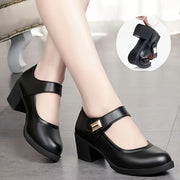 Women's Chunky Low Heel Shoes with Cushioned Insole Black All-Season Comfortable