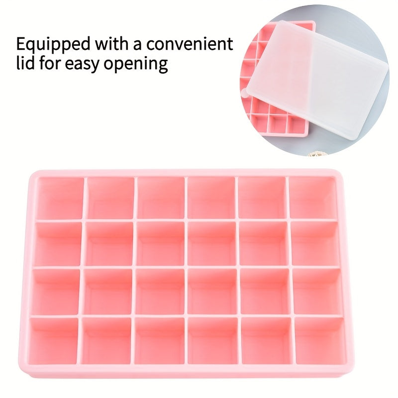 Silicone Ice Cube Tray Mold with Lid 15/24 Square Grids BPA-Free