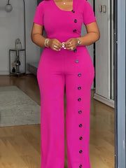 Women's Formal Short Sleeve Buttoned Office Pants in Black or Navy