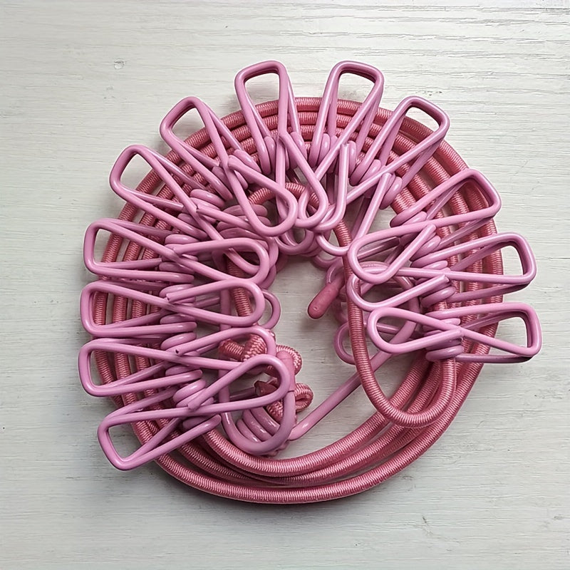 Retractable Clothesline with 12 Plastic Clips for Outdoor Laundry Drying