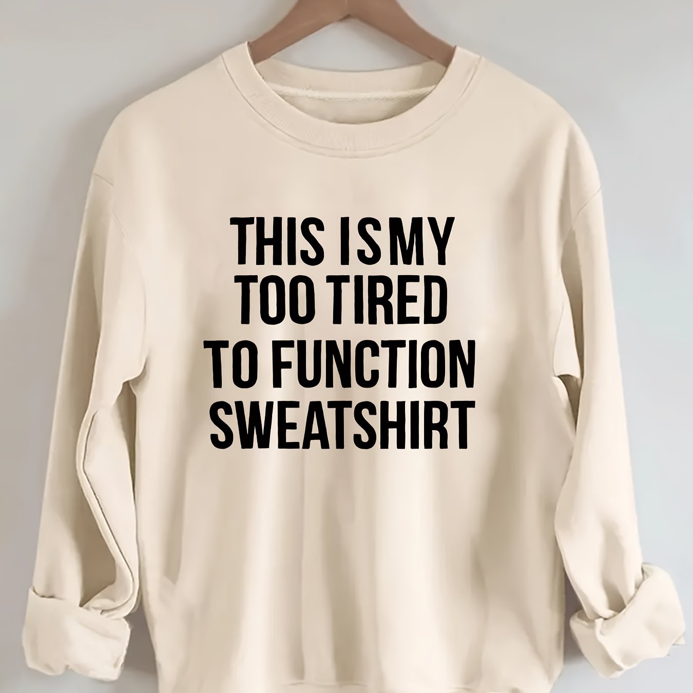 Sudadera de manga larga casual de talla grande con cuello redondo para mujer