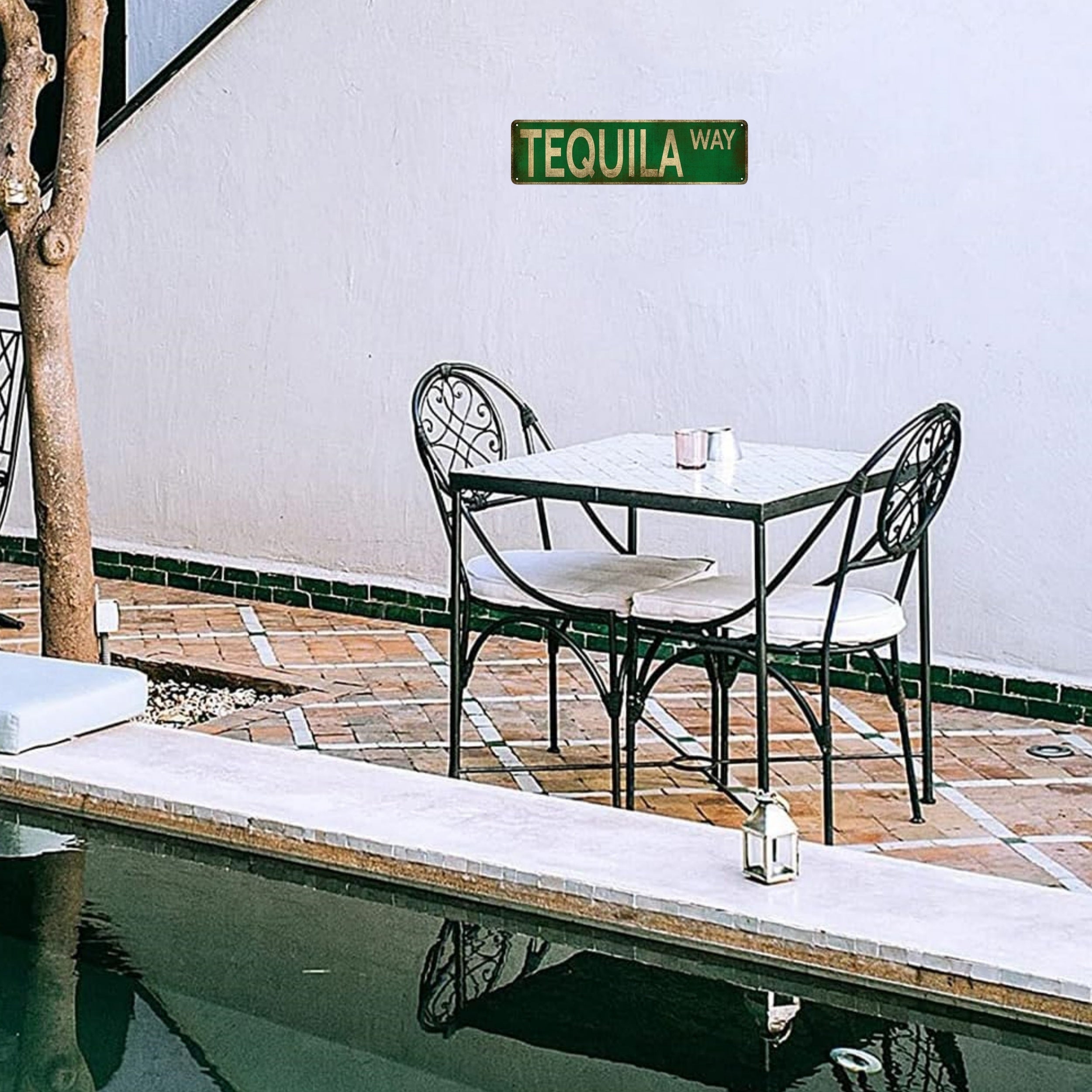 Metall quti belgi 15.75x3.94 dyuym Uy devori uchun bezaklar Bar Restoran Kafe Qishloq xo'jaligi uyi