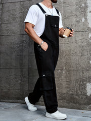 Klassik uslubdagi plussiz erkaklar uchun denim overall, cho'zilmaydigan mato, mashinada yuvish mumkin, bir rangda, barcha mavsumlar uchun mos.