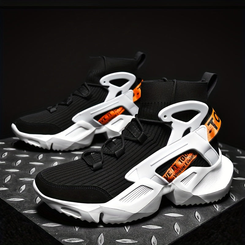 Men's High-Top Casual Sneakers with Thick Breathable Soles and Anti-Slip Design