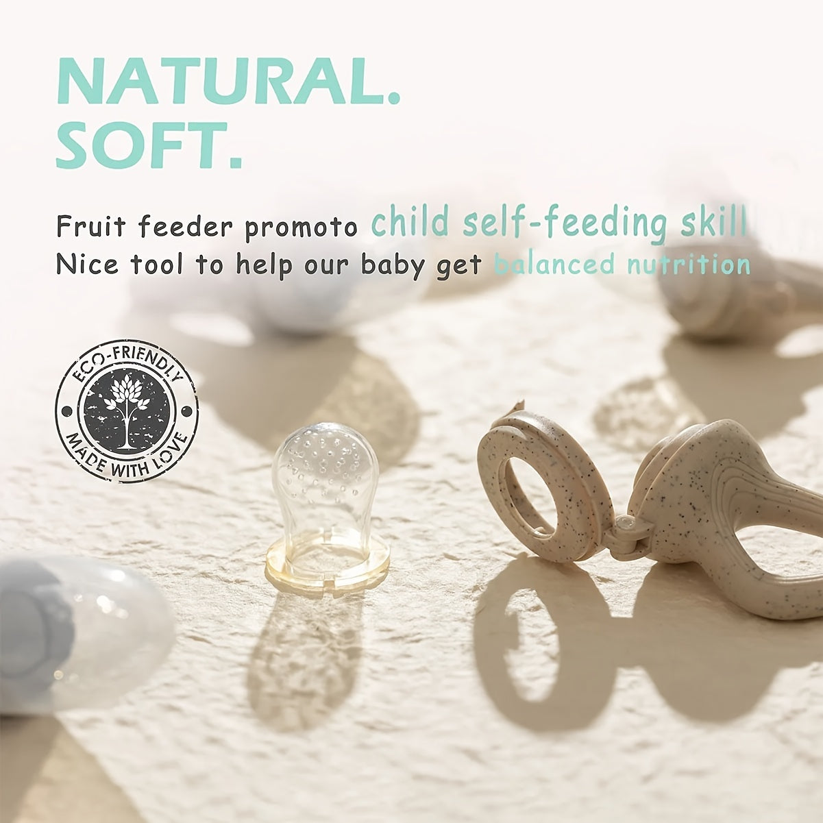 Baby Food Feeder Set with 3 Soothing Items Fruit Feeder Teething Toy BPA-Free Silicone