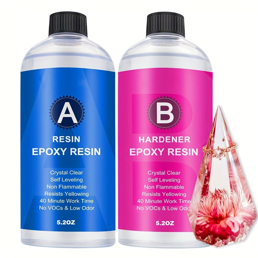 Clear Epoxy Resin Kit 16.6oz 10.4oz Fast Cure Heat Resistant for Crafts Jewelry Wood