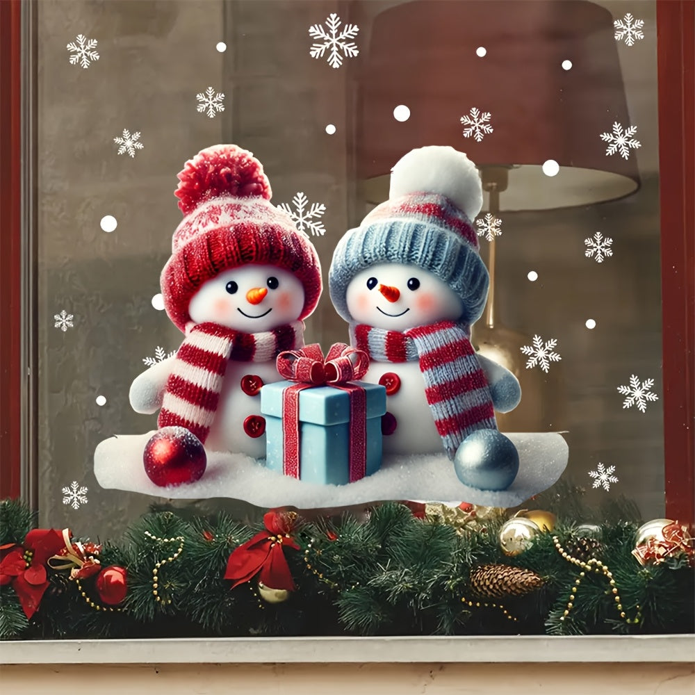 Christmas Snowman Window Sticker Double-Sided PVC Holiday Decor