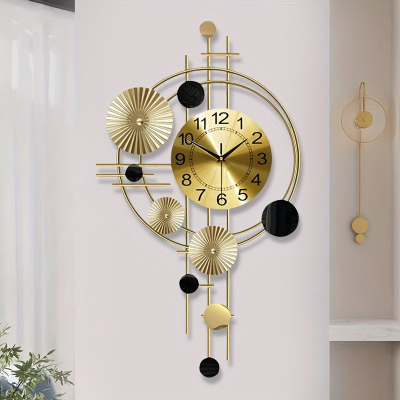 Nordic-Style Iron Wall Clock with Digital Display, Large Numbers, Geometric Design