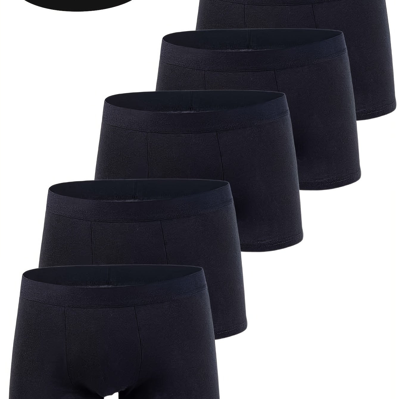 Men's Cotton Boxer Shorts Set of 5 Breathable Soft Stretch Casual Solid Color