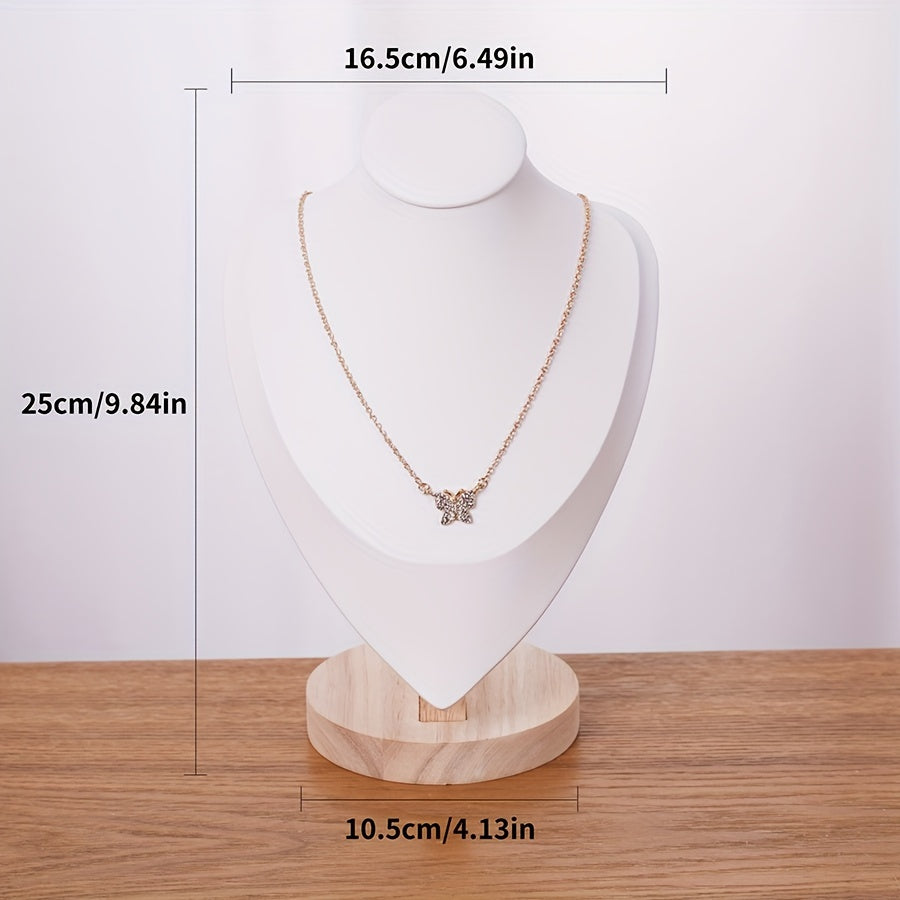 Wood Jewelry Stand for Necklaces with Portrait Neck Mold