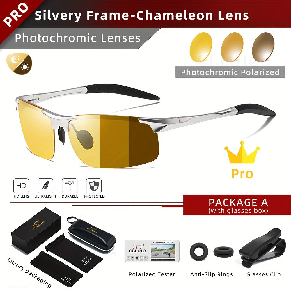 CLLOIO Anti-Glare Fotochromik Kunduzi Tungi Ko'rish Erkaklar Haydash Polarizatsiyalangan Quyosh ko'zoynaklari