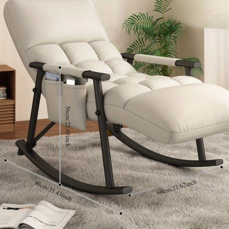 Adult Nordic Style Rocking Lounge Chair with Handle Recliner and Washable Tech Cloth