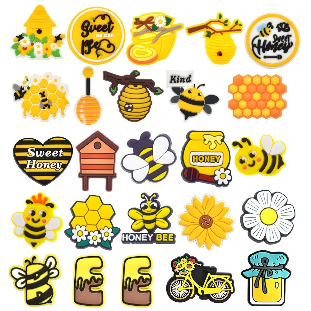 25Pcs Cute Insect Shoe Charms Set Bee Honeycomb Decor for Sandals and Garden Shoes