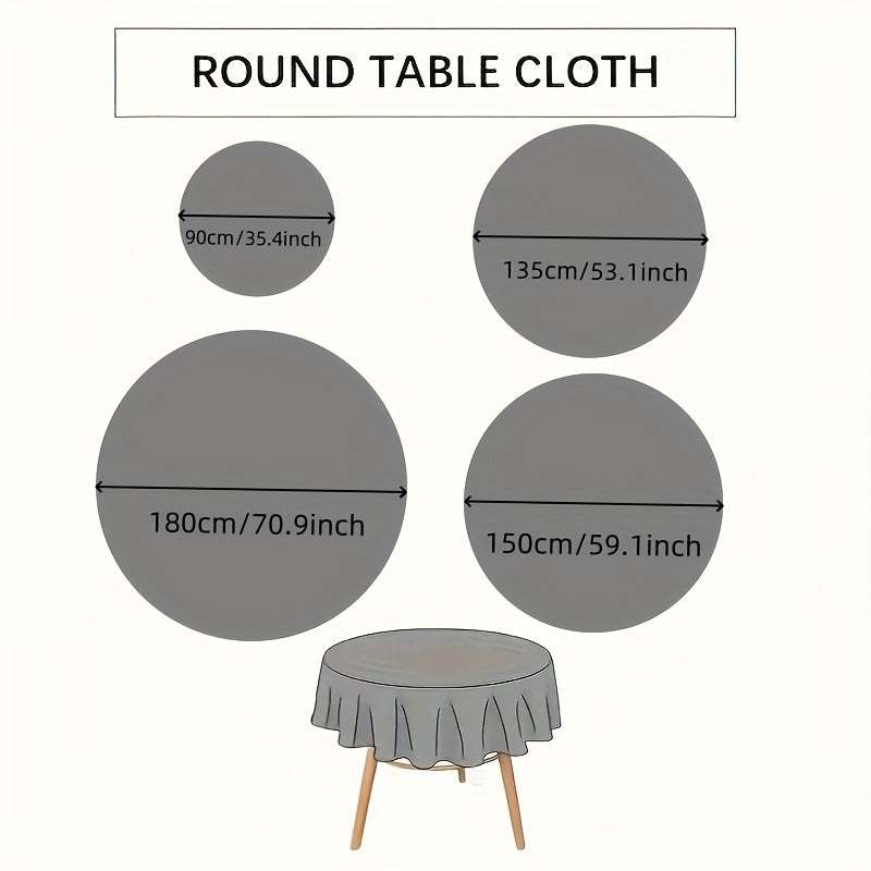 Polyester Round Tablecloth with Lace Border for Weddings and Events in Multiple Sizes