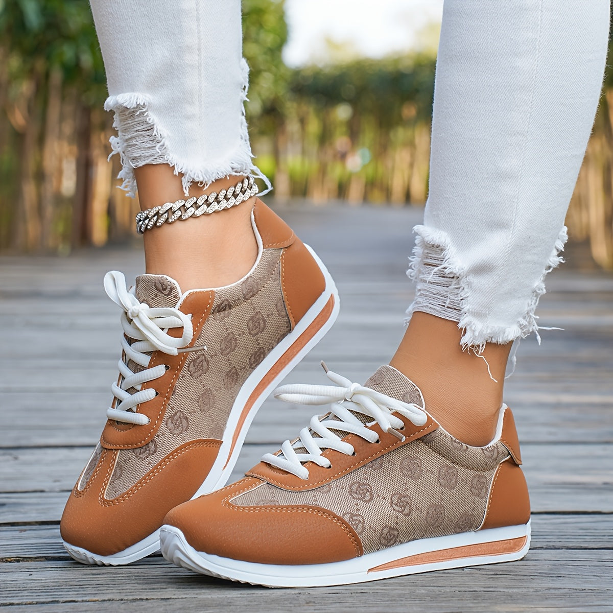 Women's Fashion Sneakers All-Season Low Top Casual Lace-Up Round Toe Rubber Sole