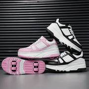 Kids Roller Skates for Girls and Boys All-Season Low Top PU Fabric Sole Sports