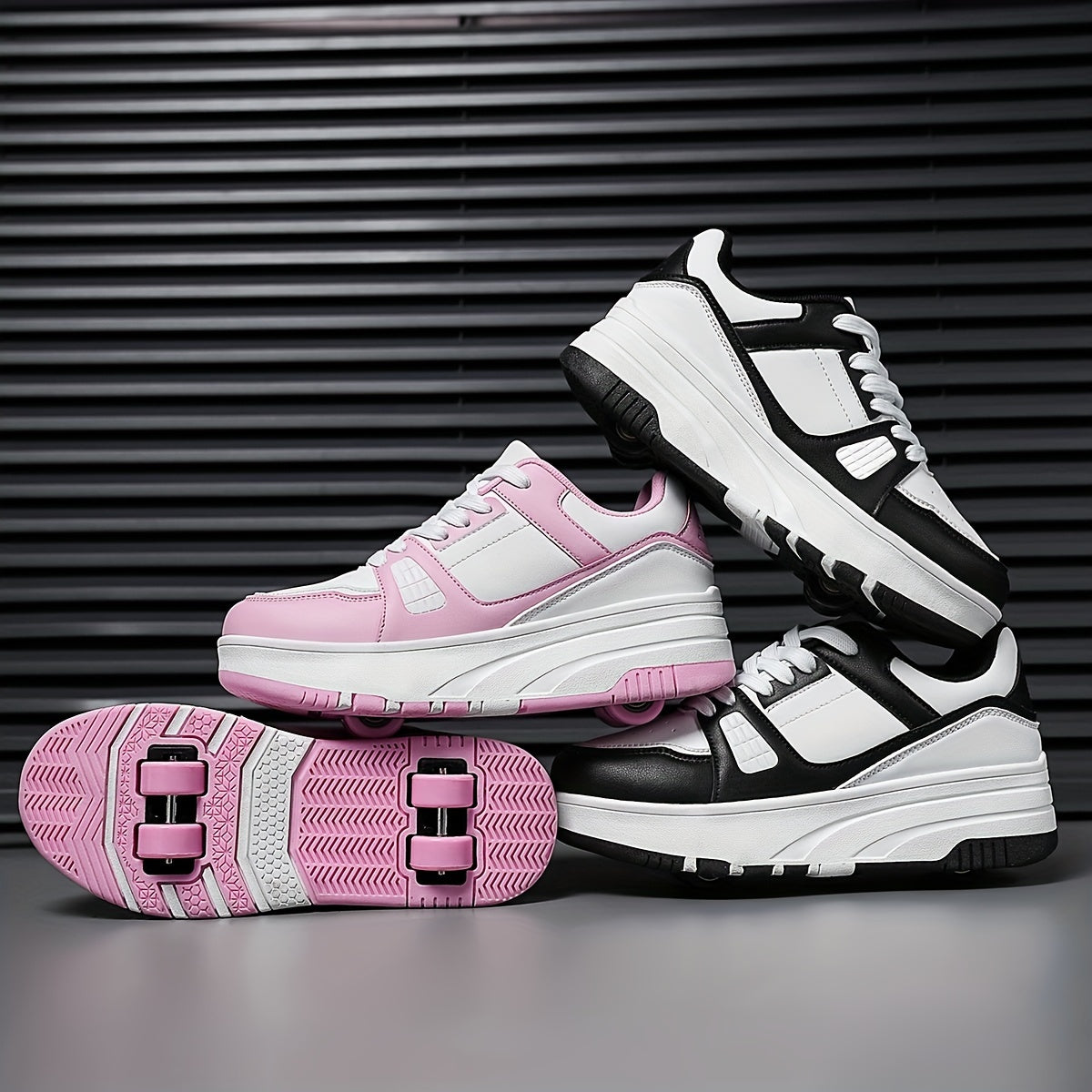 Kids Roller Skates for Girls and Boys All-Season Low Top PU Fabric Sole Sports