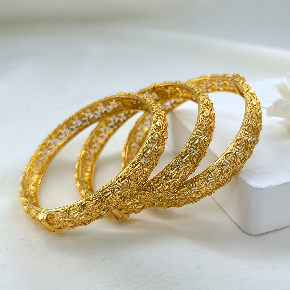 Women’s Ethnic Copper Open Cuff Bracelets Set for Weddings and Gifts