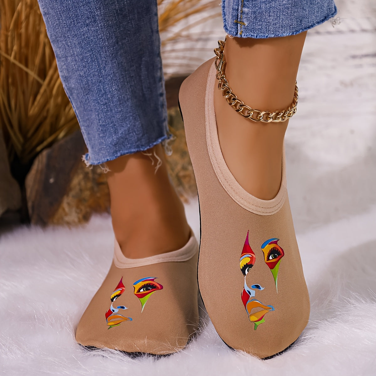 Women’s Slip-On Indoor House Shoes Black Cozy Non-Slip Slippers