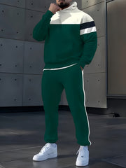 Men's All-Over Print Polyester Sportswear Set Hooded Top and Pants Spring Fall Regular Fit