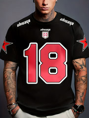 Мужская спортивная футболка с геометрическим узором, классический крой, дышащий полиэстер, увеличенный размер