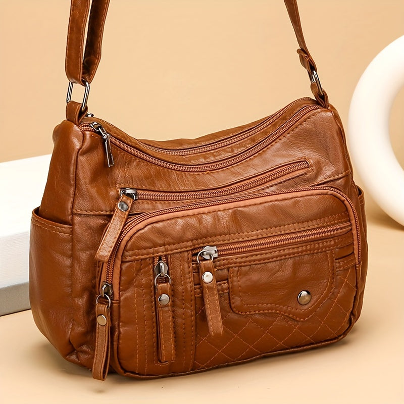 Casual Shoulder Bag with Adjustable Strap Large Capacity Zipper Closure Polyester Lined Crossbody Bag