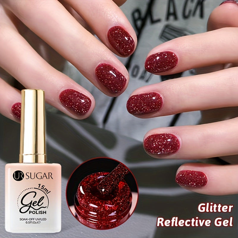 Reflective Glitter Top Coat Gel Nail Polish Colorful Sparkling Varnish