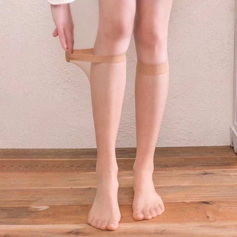 Women's Mid-Calf Socks 5 Pairs Sheer Nylon Elastane Elegant Comfortable