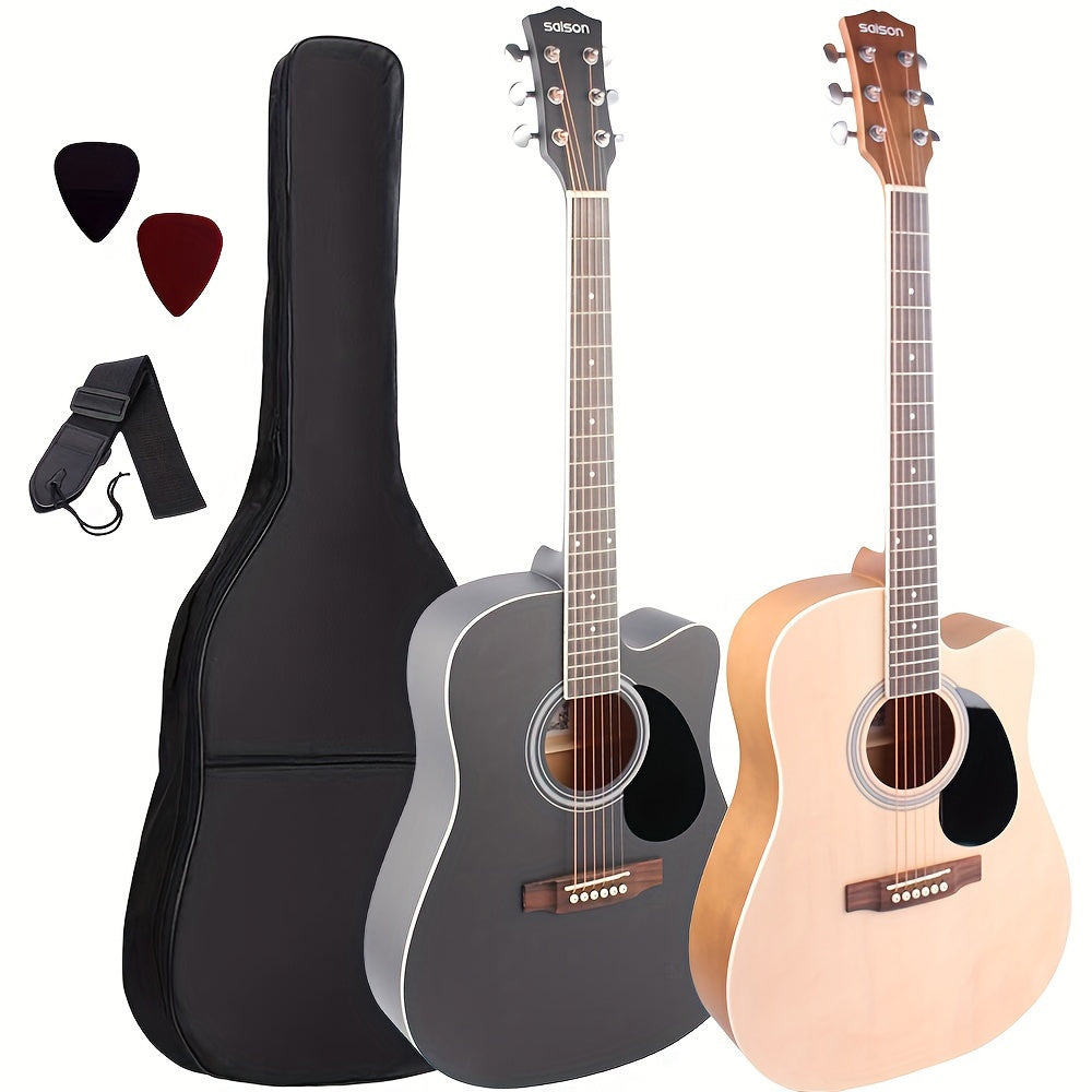 41-Inch All Mahogany Folk Acoustic Guitar with Matte Finish Enclosed Tuners Rosewood Bridge Includes Gig Bag Picks Strap