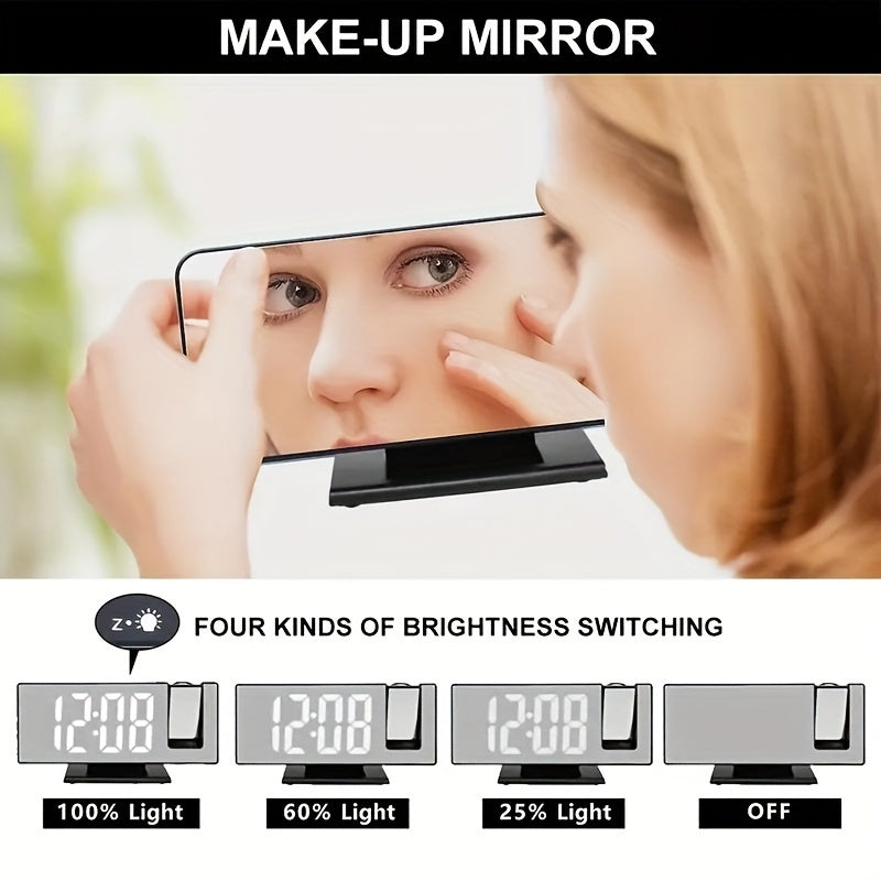 Reloj despertador con proyector de espejo LED multifuncional con carga USB