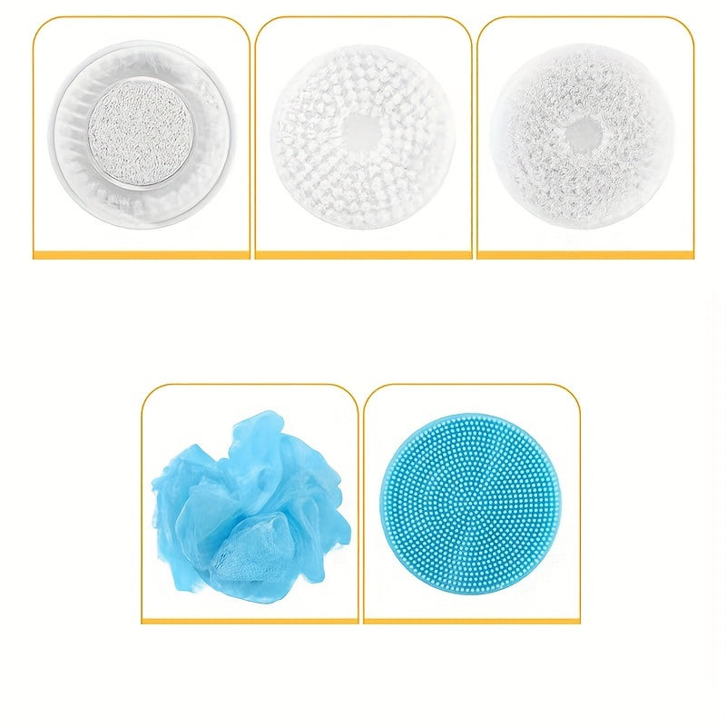 Electric Shower Brush with Detachable Handle Silicone Heads USB Rechargeable Lithium Battery