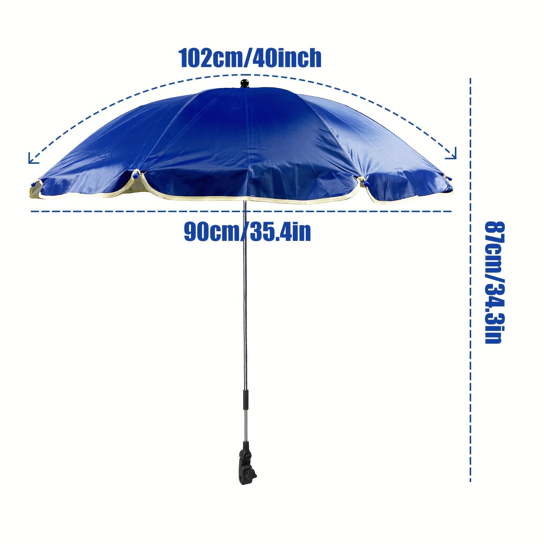 Portable 40-Inch Round Beach Umbrella with Adjustable Height and Wipe-Clean Fabric