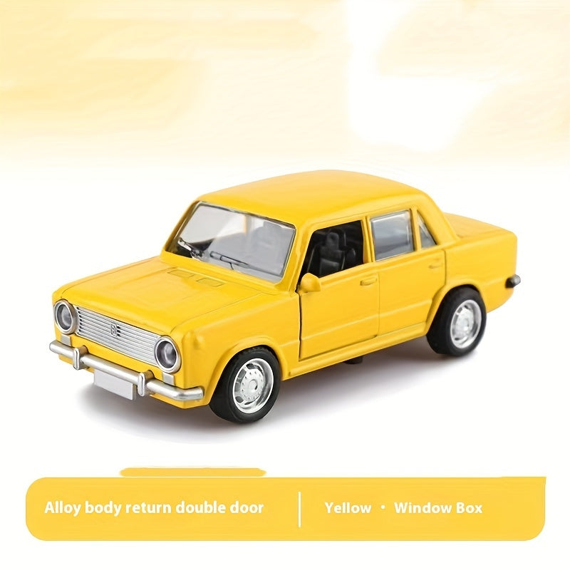 36 Scale Yellow Alloy Die-Cast Car Model with Double Opening Doors