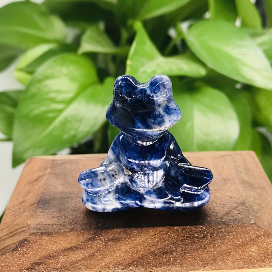 Natural Crystal Yoga Frog Figurine 40mm Hand-Carved Home Office Decor Gift